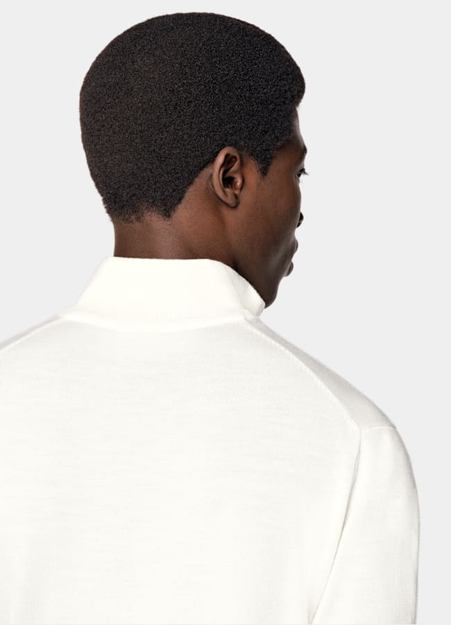 SUITSUPPLY Pure Wool Off-White Merino Half Zip