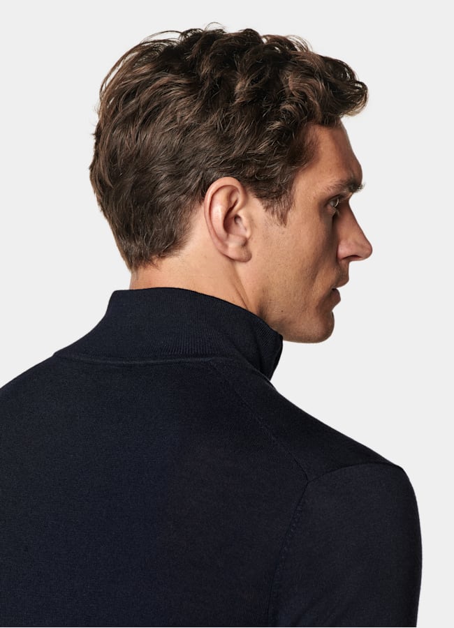 SUITSUPPLY Pure Wool Navy Merino Half Zip