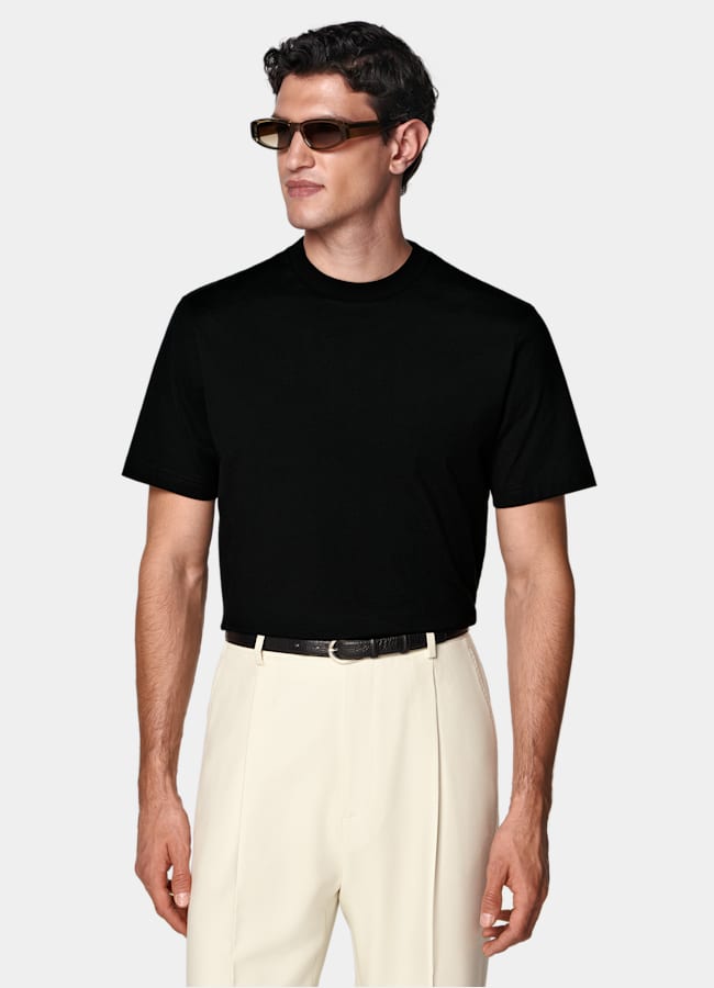 SUITSUPPLY Pure Cotton Black Crewneck T-Shirt