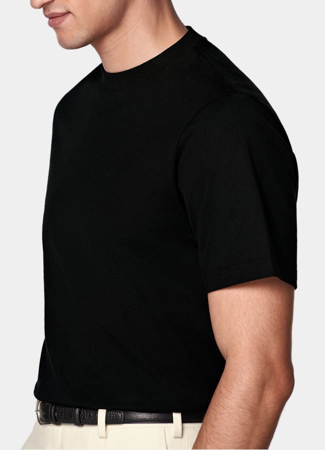 SUITSUPPLY Pure Cotton Black Crewneck T-Shirt