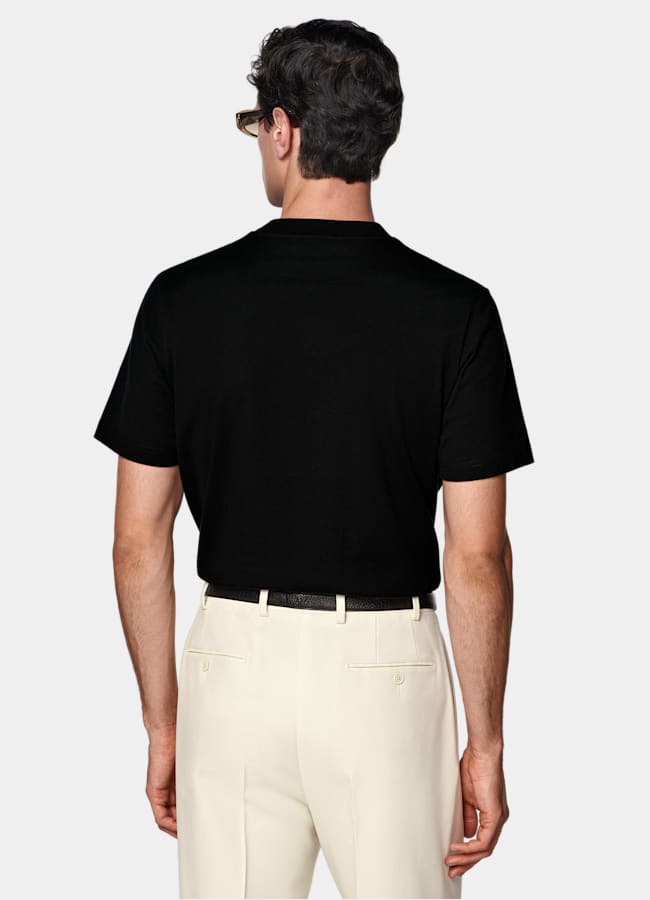 SUITSUPPLY Pure Cotton Black Crewneck T-Shirt