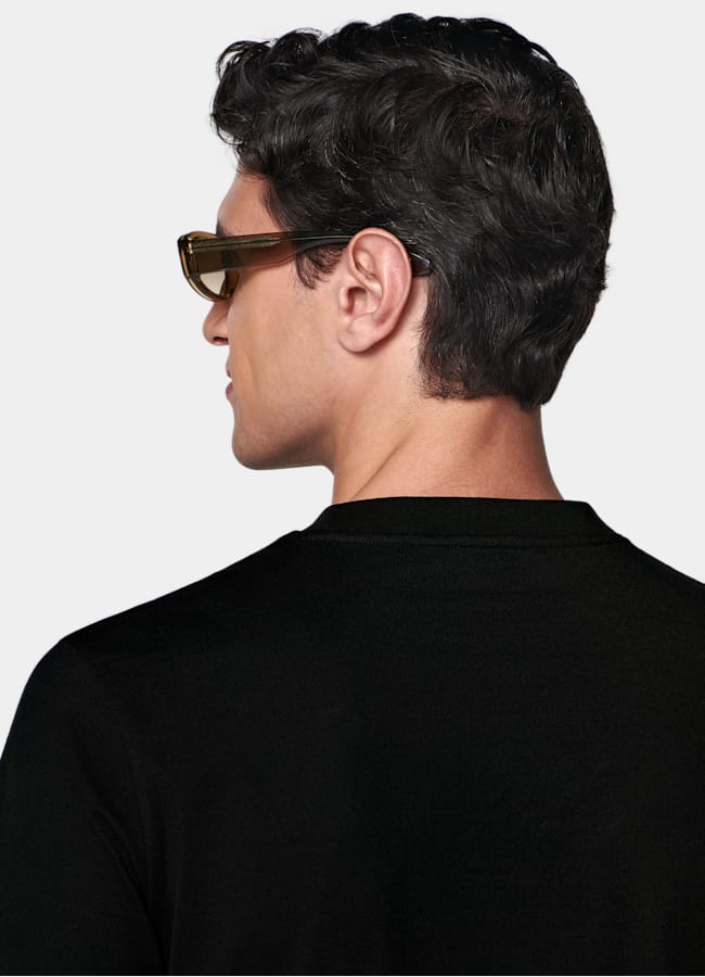 SUITSUPPLY Pure Cotton Black Crewneck T-Shirt