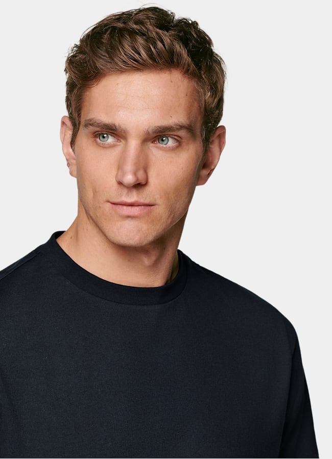 SUITSUPPLY Puro cotone T-shirt a girocollo navy