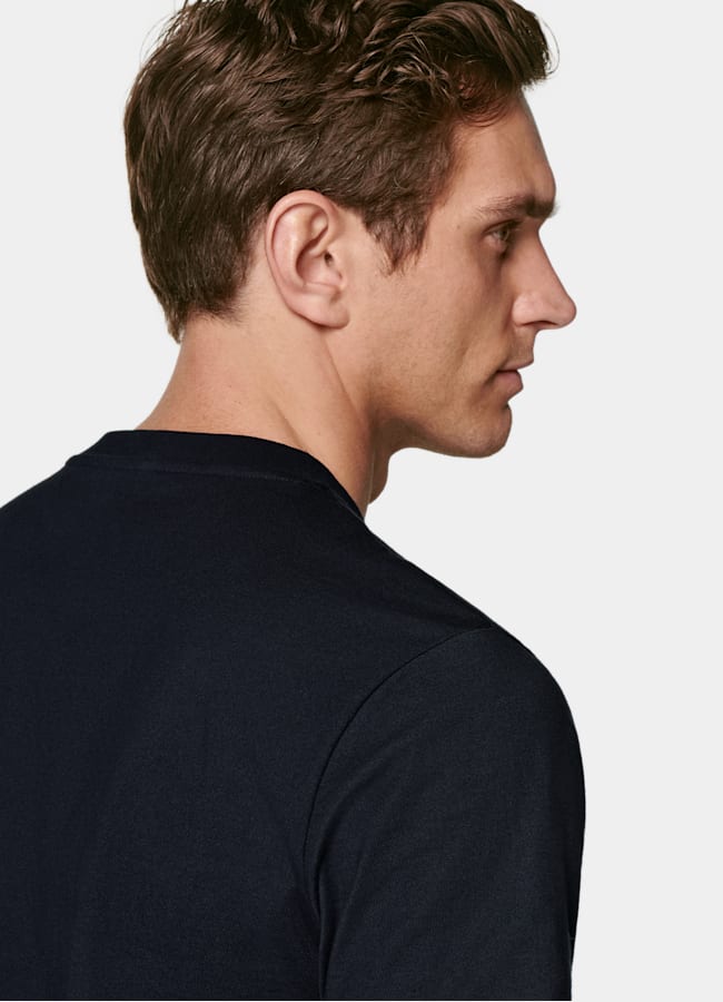 SUITSUPPLY Puro cotone T-shirt a girocollo navy