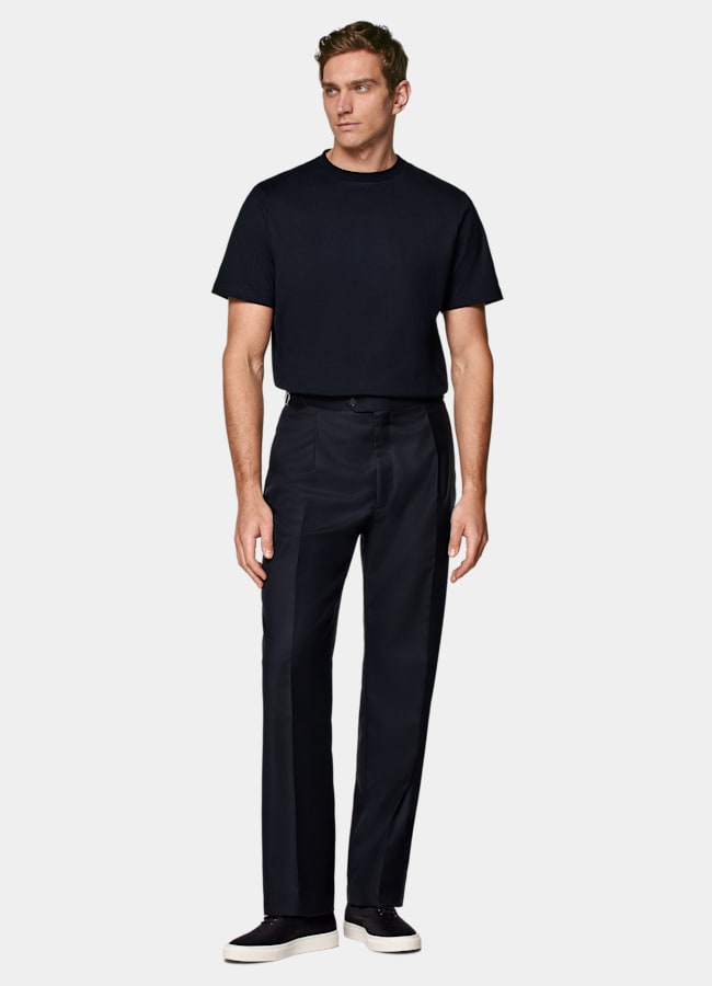 SUITSUPPLY Puro cotone T-shirt a girocollo navy