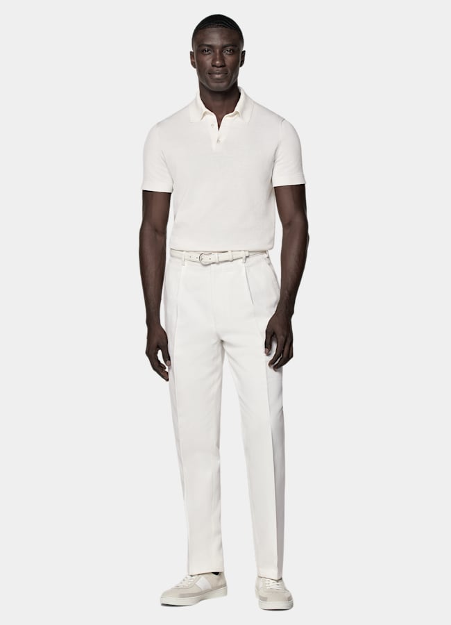 SUITSUPPLY Coton et soie Polo blanc cassé