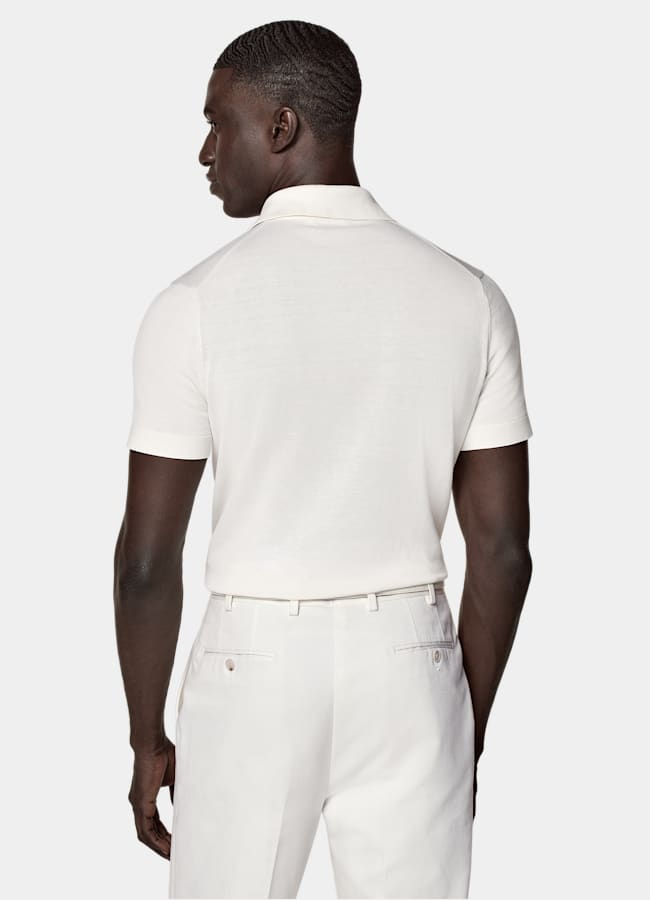 SUITSUPPLY Coton et soie Polo blanc cassé