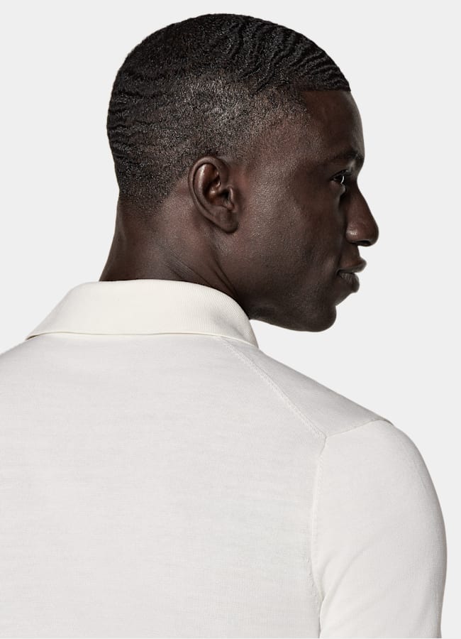 SUITSUPPLY Coton et soie Polo blanc cassé