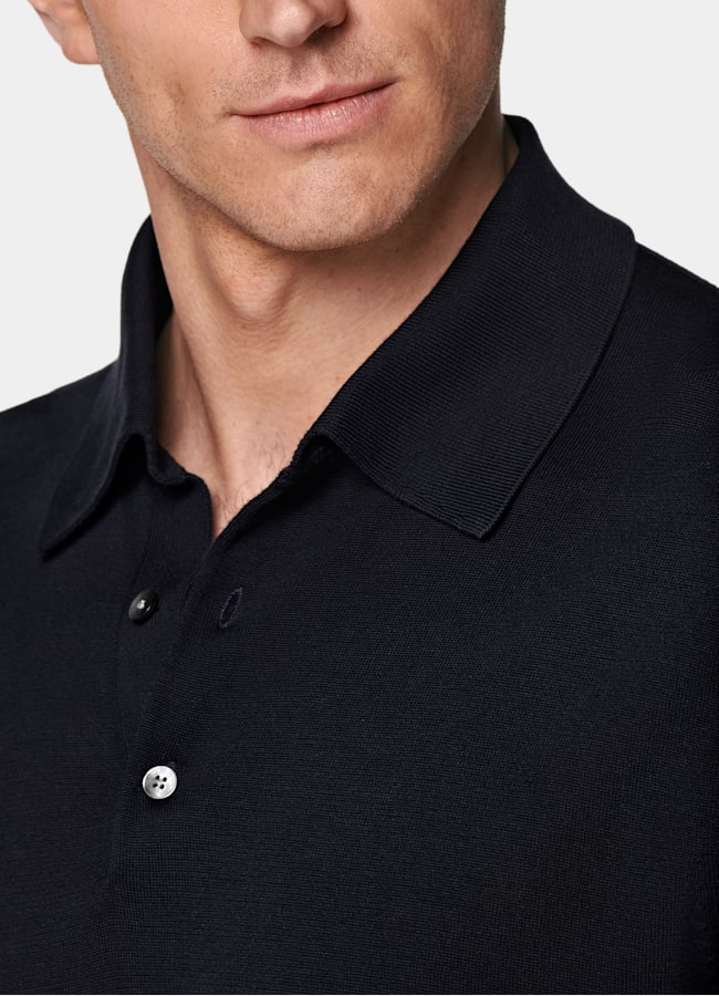 SUITSUPPLY Coton et soie Polo bleu marine