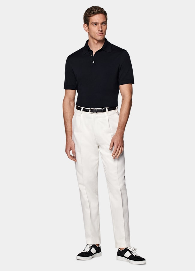 SUITSUPPLY Coton et soie Polo bleu marine