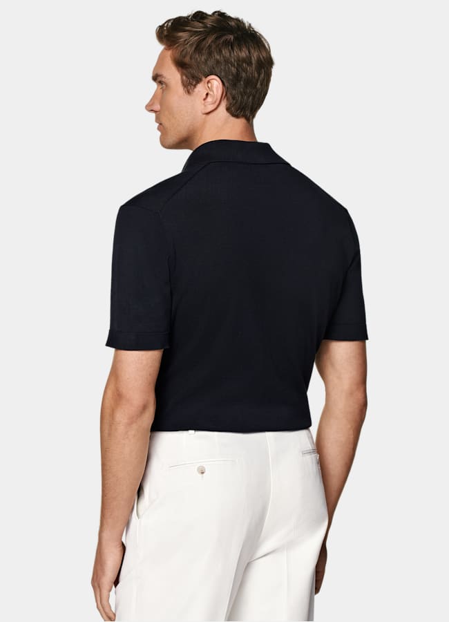 SUITSUPPLY Coton et soie Polo bleu marine