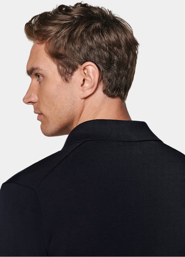 SUITSUPPLY Coton et soie Polo bleu marine