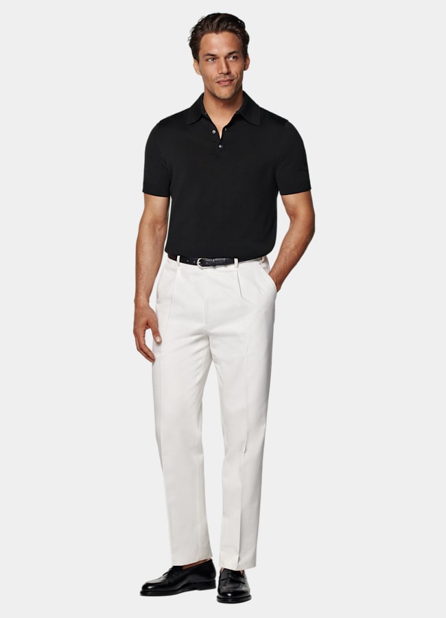 SUITSUPPLY Cotton Silk Black Polo