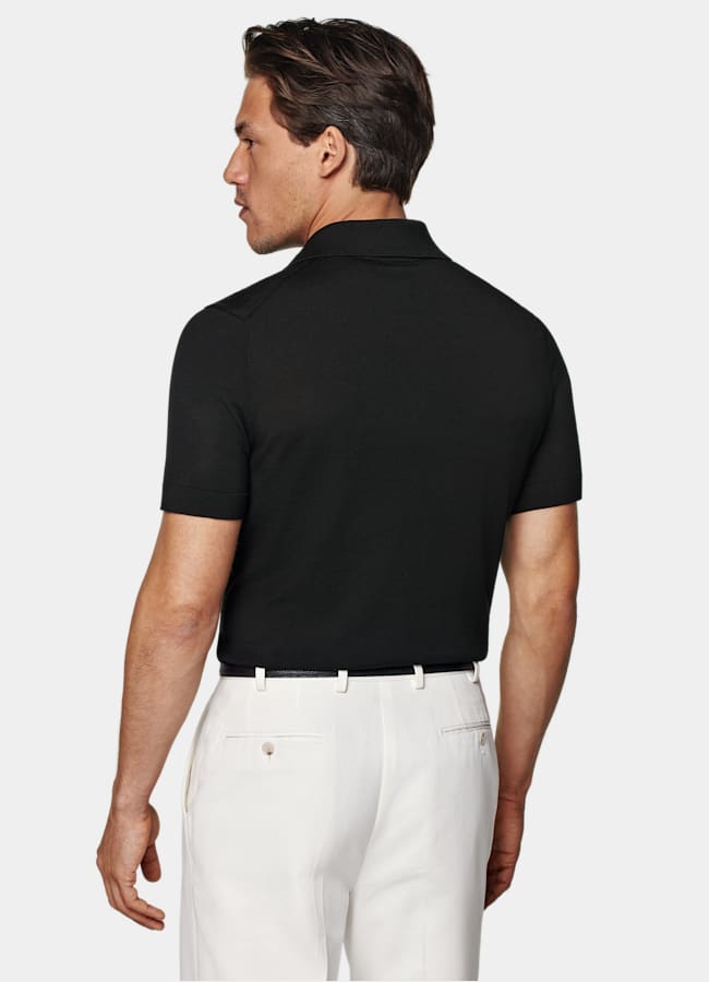 SUITSUPPLY Cotton Silk Black Polo
