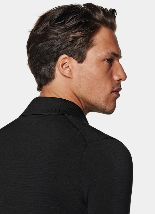 SUITSUPPLY Cotton Silk Black Polo
