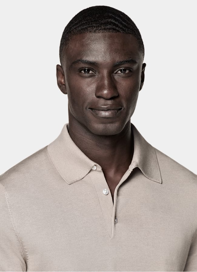 SUITSUPPLY Cotton Silk Light Taupe Polo