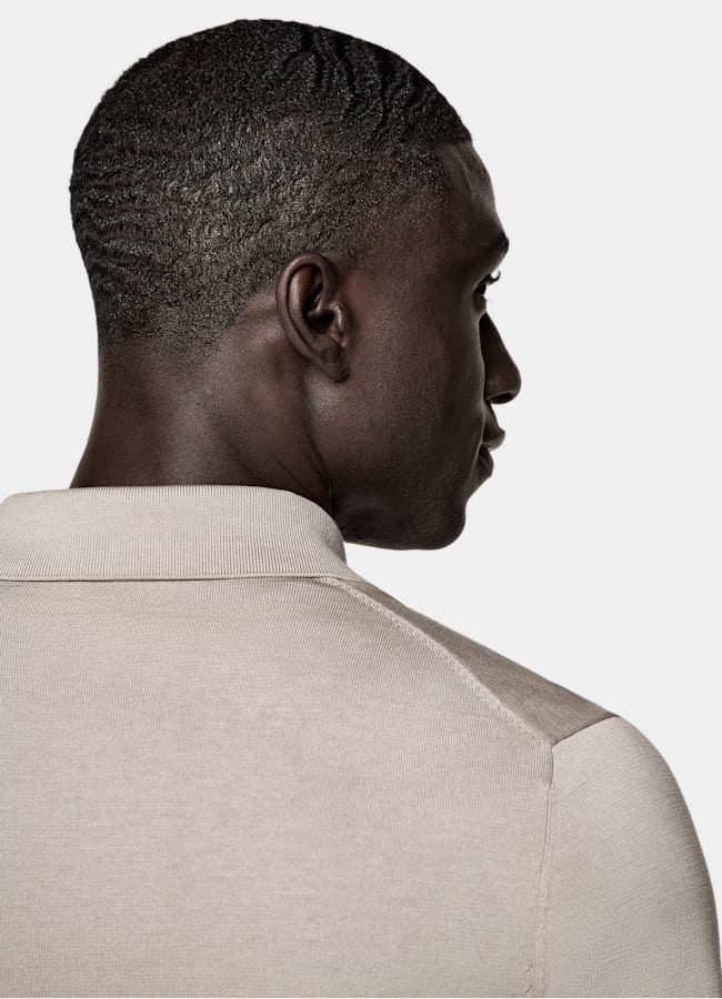 SUITSUPPLY Cotton Silk Light Taupe Polo