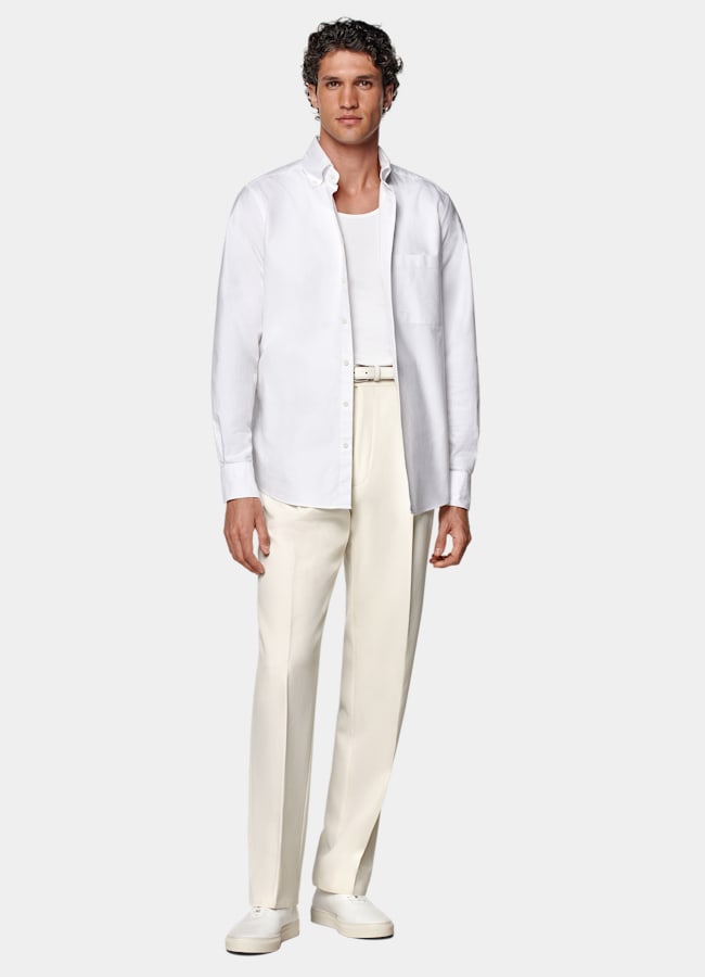 SUITSUPPLY Pure Cotton White Ribbed Tank Top