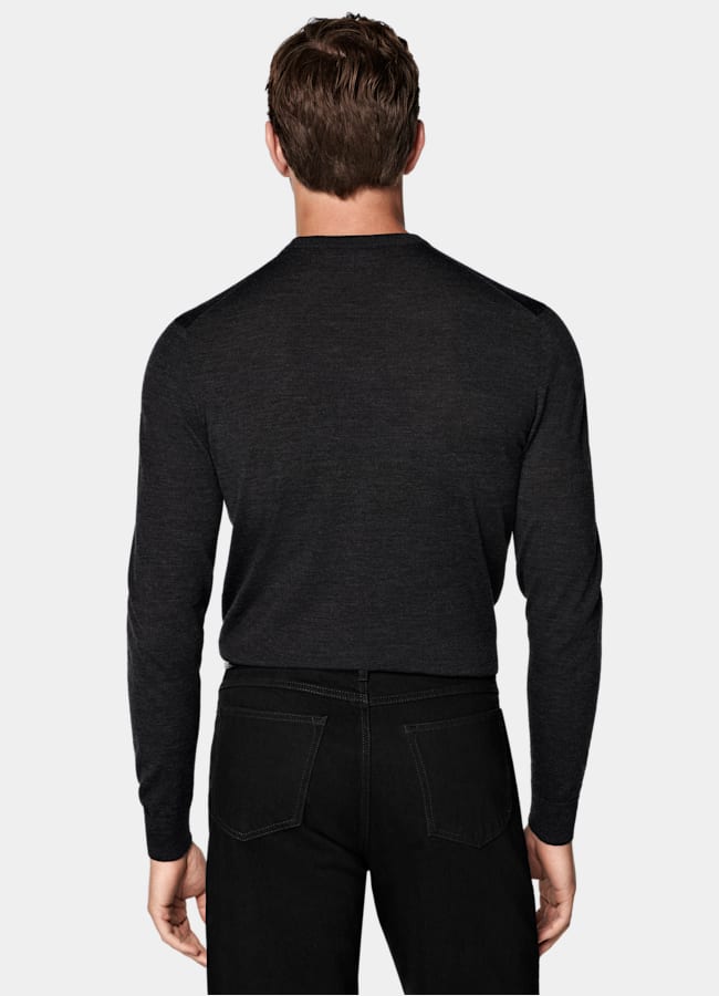 SUITSUPPLY Pure Wool Dark Grey Merino Crewneck