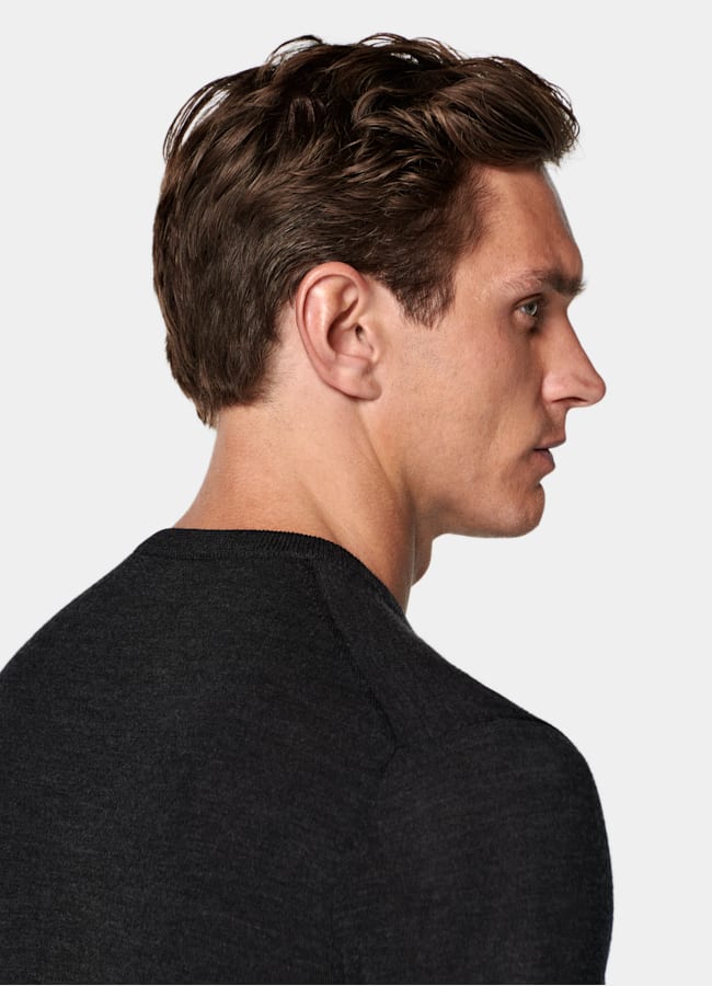 SUITSUPPLY Pure Wool Dark Grey Merino Crewneck