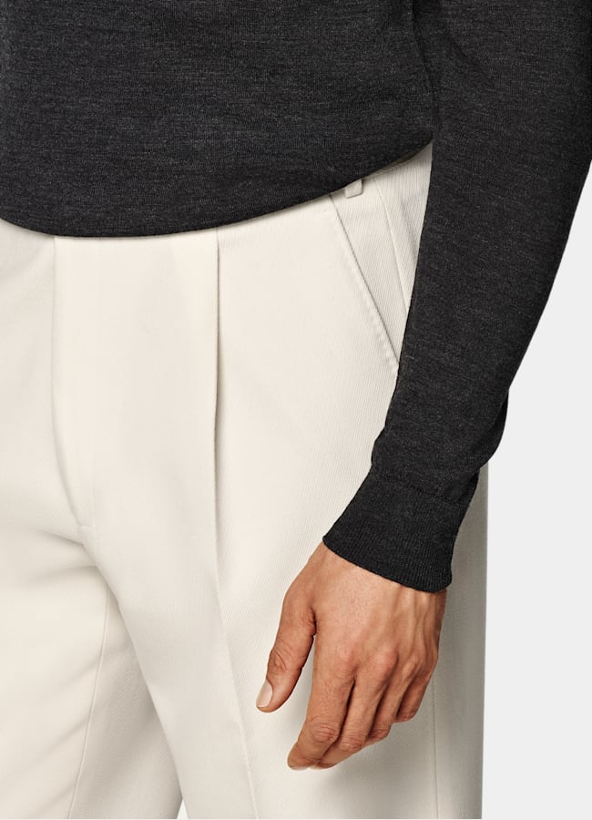 SUITSUPPLY Pure Wool Dark Grey Merino Long Sleeve Polo