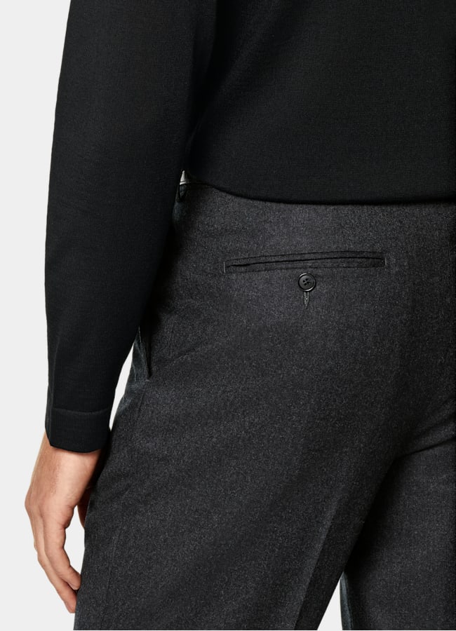 SUITSUPPLY Czysta wełna Kardigan polo z długimi rękawami merino czarny