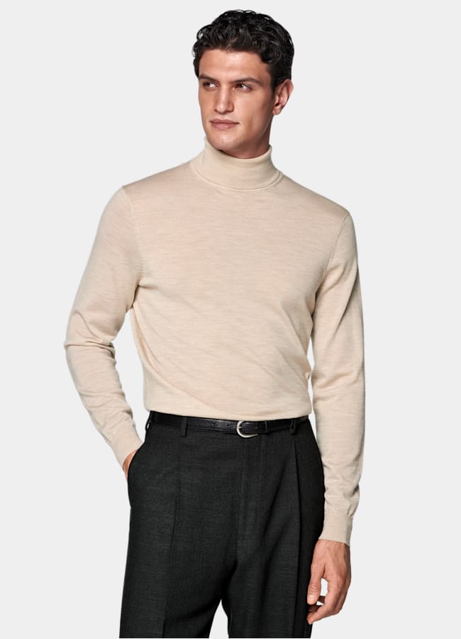 SUITSUPPLY Pure Wool Sand Merino Turtleneck