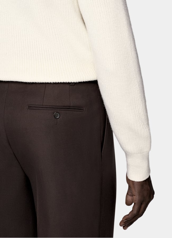 SUITSUPPLY Pure Wool Off-White Merino Ribbed Crewneck