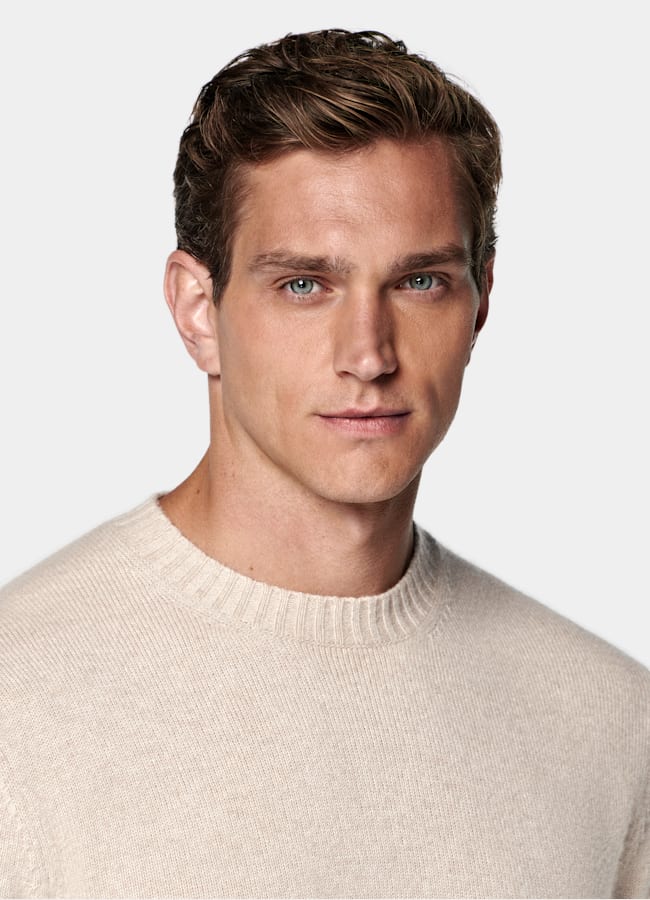 SUITSUPPLY Pure Cashmere Sand Crewneck
