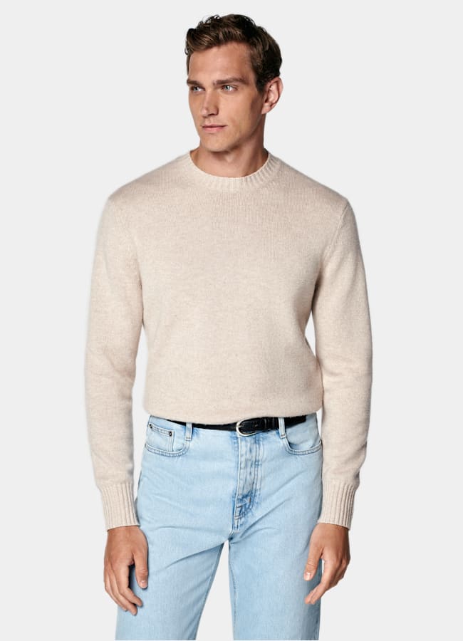 SUITSUPPLY Pure Cashmere Sand Crewneck