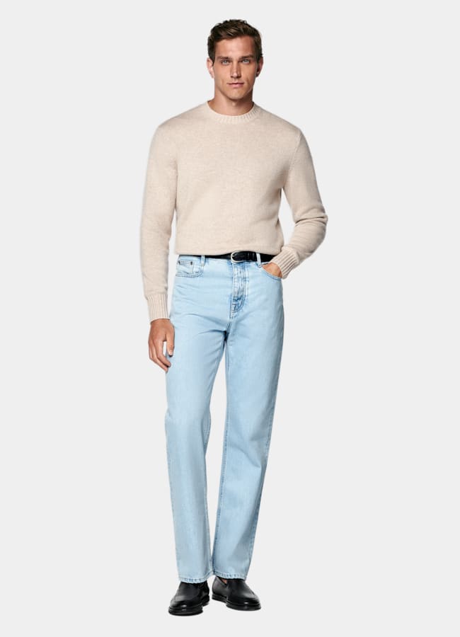 SUITSUPPLY Pure Cashmere Sand Crewneck