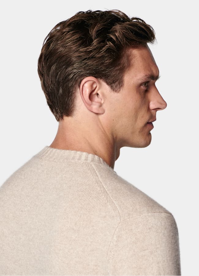 SUITSUPPLY Pure Cashmere Sand Crewneck
