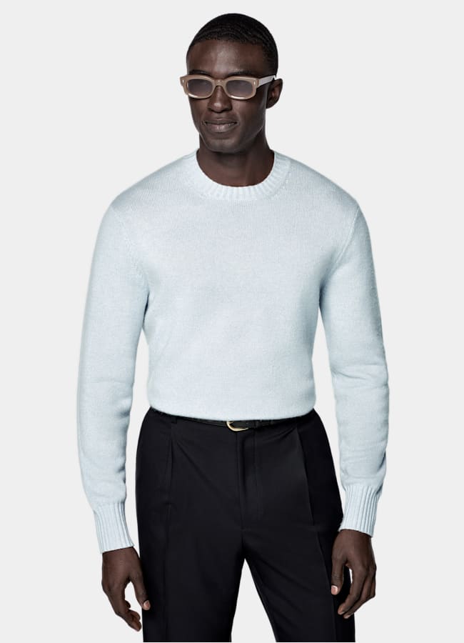 SUITSUPPLY Pure Cashmere Light Blue Crewneck