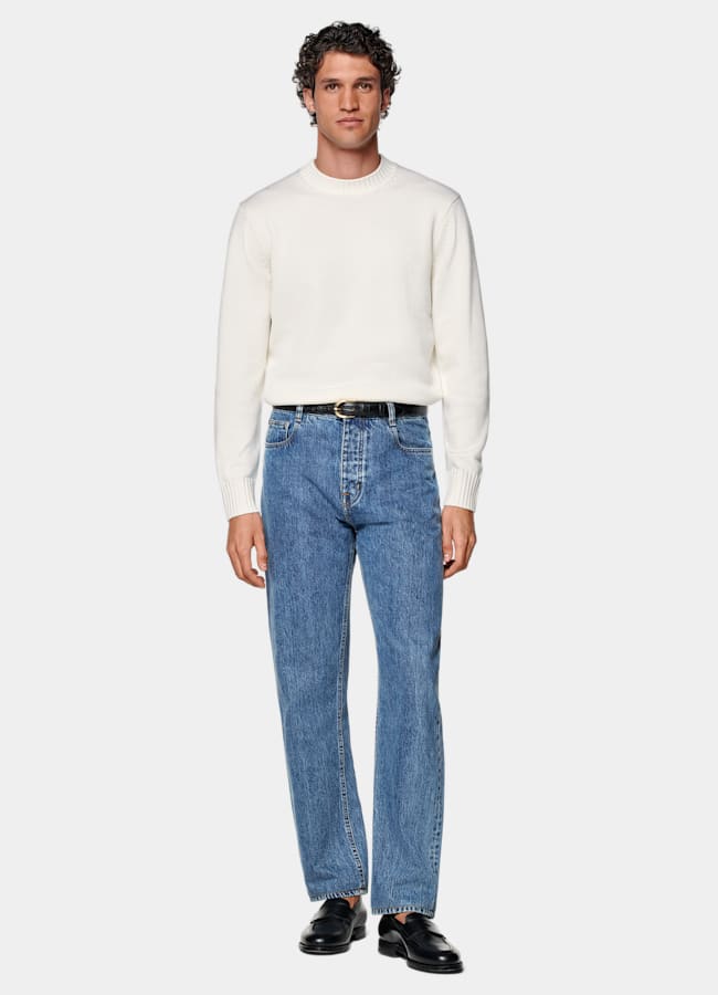 SUITSUPPLY Pure Wool Off-White Merino Crewneck