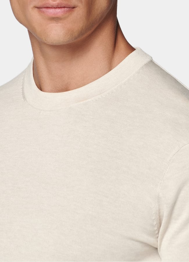 SUITSUPPLY Cotone e seta Girocollo a maniche corte color sabbia