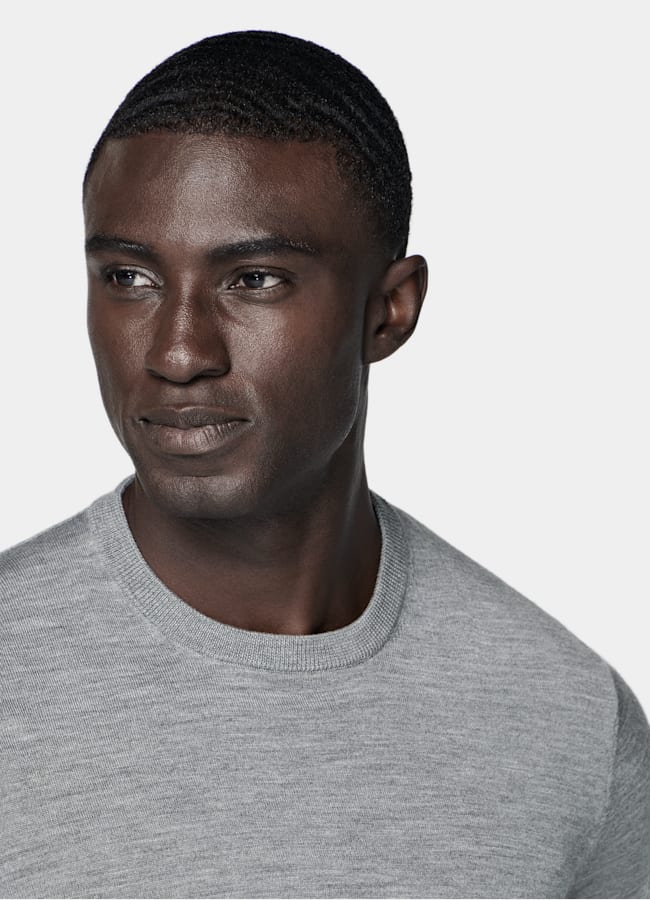 SUITSUPPLY Pure Wool Grey Merino Crewneck
