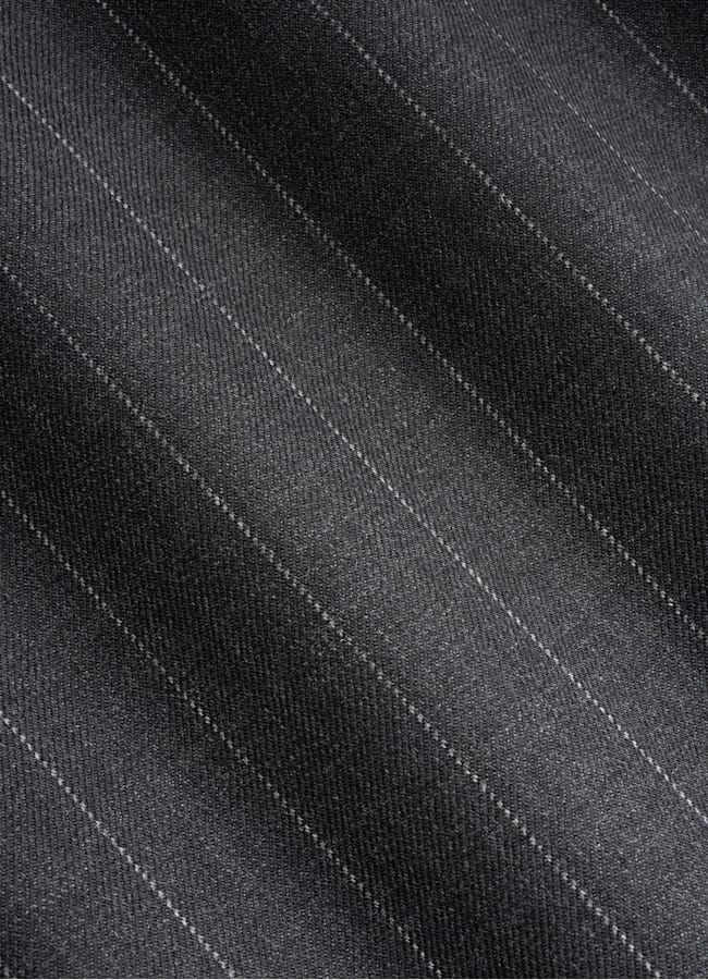 SUITSUPPLY All Season Pure S130's Wool by Delfino, Italy Dark Grey Striped Tailored Fit Milano Suit