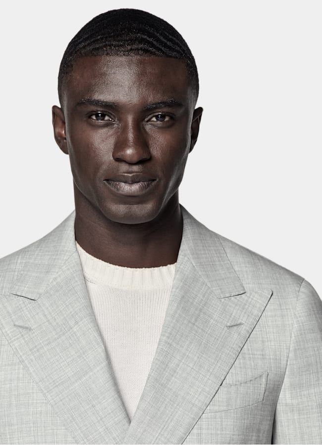 SUITSUPPLY All season Pure laine tropicale S120's par Vitale Barberis Canonico, Italie Costume sur mesure Custom Made gris clair