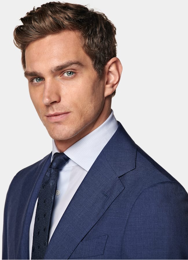 SUITSUPPLY All Season Pure S120's Tropical Wool by Vitale Barberis Canonico, Italy Mid Blue Custom Made Suit