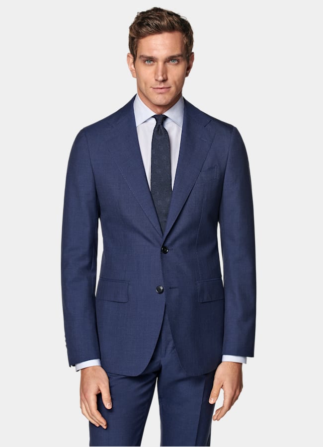 SUITSUPPLY All Season Pure S120's Tropical Wool by Vitale Barberis Canonico, Italy Mid Blue Custom Made Suit