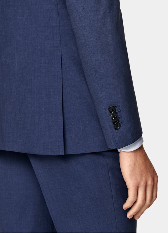 SUITSUPPLY All Season Pure S120's Tropical Wool by Vitale Barberis Canonico, Italy Mid Blue Custom Made Suit