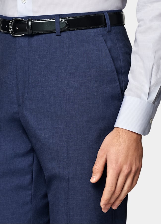 SUITSUPPLY All Season Pure S120's Tropical Wool by Vitale Barberis Canonico, Italy Mid Blue Custom Made Suit