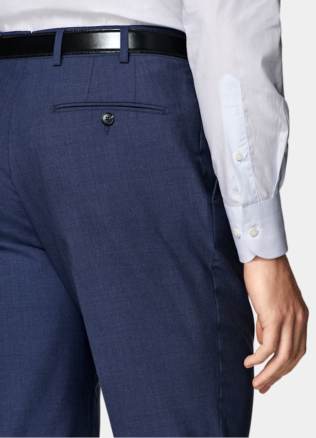 SUITSUPPLY All Season Pure S120's Tropical Wool by Vitale Barberis Canonico, Italy Mid Blue Custom Made Suit