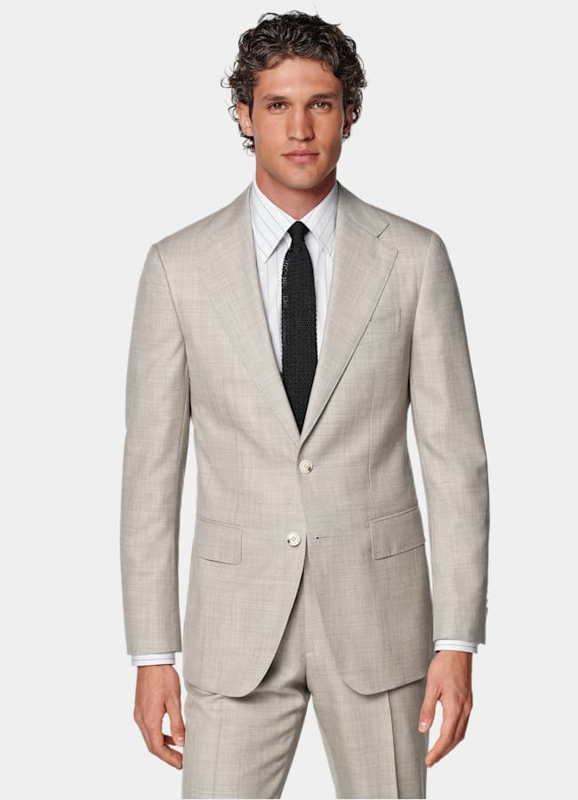 SUITSUPPLY All Season Pure Tropical Wool by Vitale Barberis Canonico, Italy Light Brown Custom Made Suit