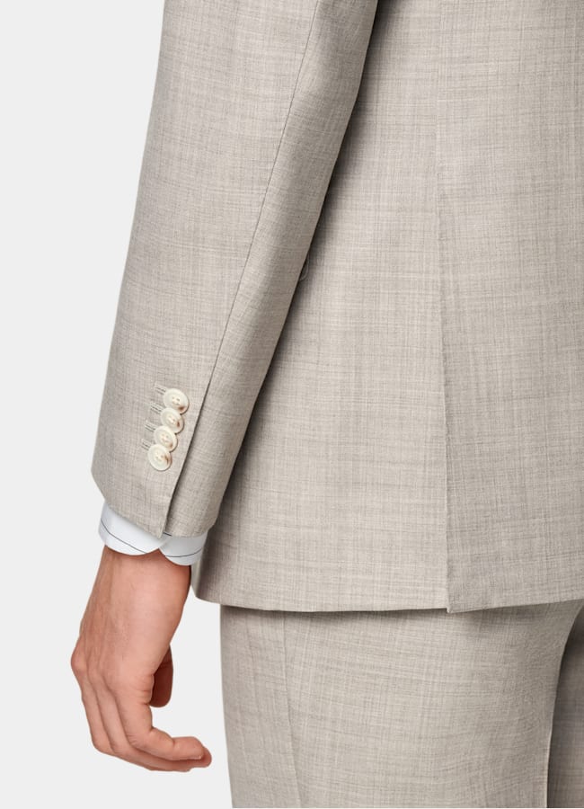 SUITSUPPLY All Season Pure Tropical Wool by Vitale Barberis Canonico, Italy Light Brown Custom Made Suit