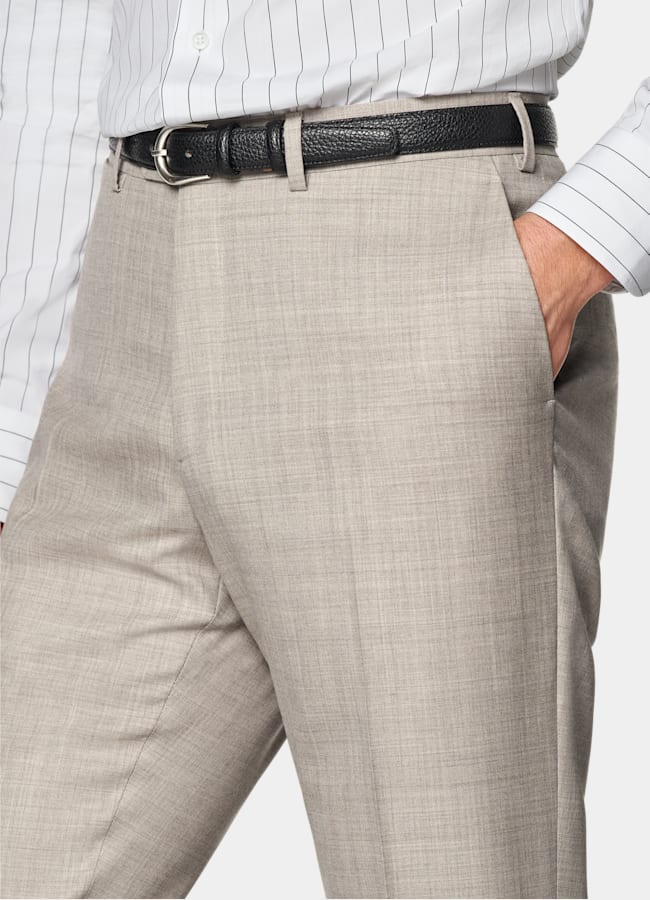 SUITSUPPLY All Season Pure Tropical Wool by Vitale Barberis Canonico, Italy Light Brown Custom Made Suit