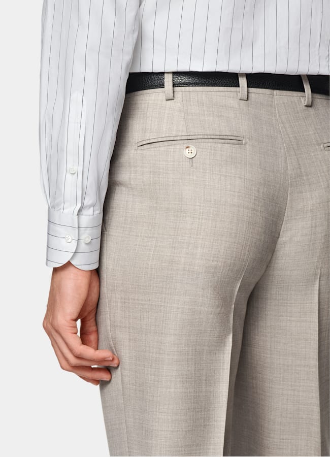 SUITSUPPLY All Season Pure Tropical Wool by Vitale Barberis Canonico, Italy Light Brown Custom Made Suit