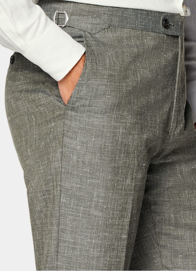 SUITSUPPLY Été Laine, soie et lin par Rogna, Italie Costume Havana coupe Tailored vert clair