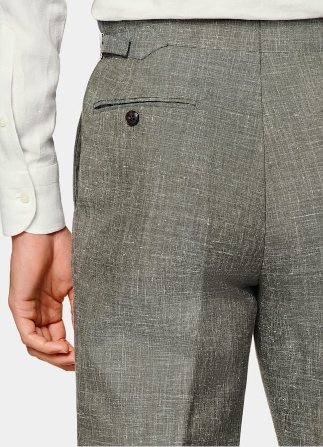 SUITSUPPLY Été Laine, soie et lin par Rogna, Italie Costume Havana coupe Tailored vert clair