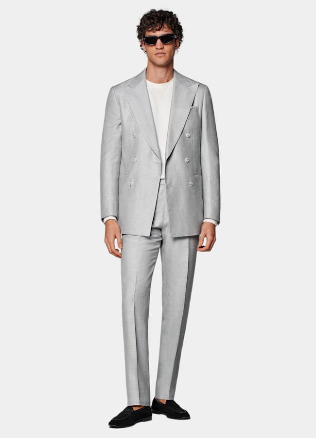 SUITSUPPLY Estate Lana, seta e lino - Rogna, Italia Abito Havana grigio chiaro tailored fit